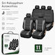 Carro 395364 Autositzbezüge Set Mitsubishi Lancer Colt Eclipse Imiev P U Space Star Jeep Pajero Outlander Asx Baumwollmaterial Lederimitat Set Vorne Hinten 11 Stück Schwarz Grau