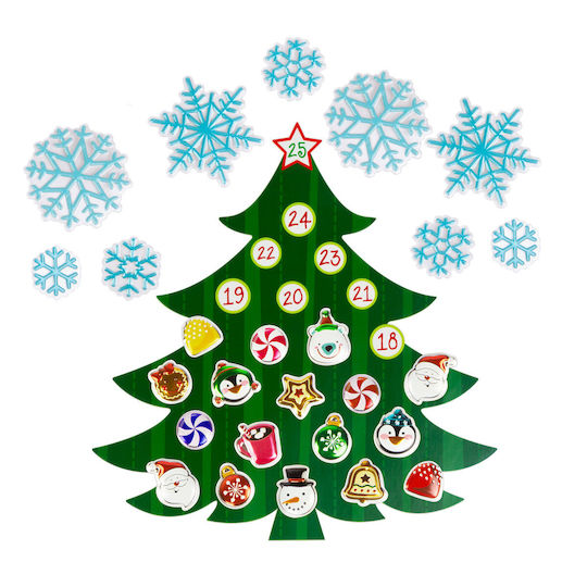 Weihnachtswandaufkleber Adventskalender 3D Wiederverwendbare Selbstklebende Dekoration 30 X 33 Cm