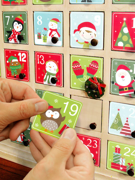 Set De Autocolante Calendar Advent 1-24 5x5 Cm Decorațiune De Crăciun Autocolantă