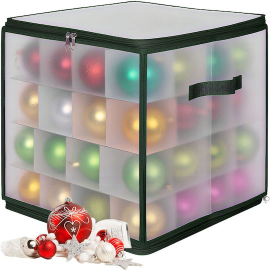 Relaxdays Christmas Ornament Storage Box Green Transparent 36x36x36 Cm
