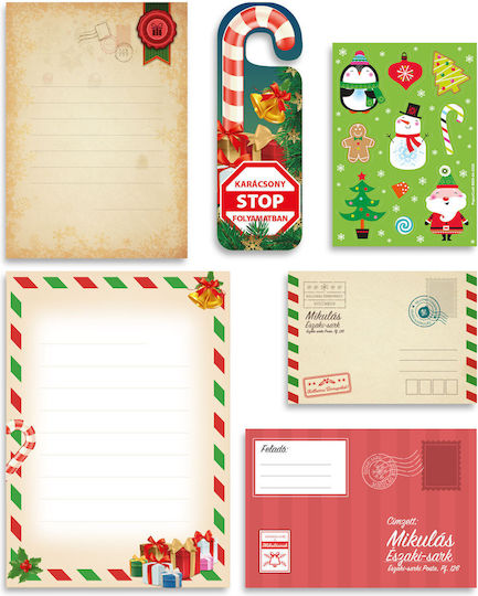 Santa Claus Letter Set 12 Pieces Paper Envelope Stickers