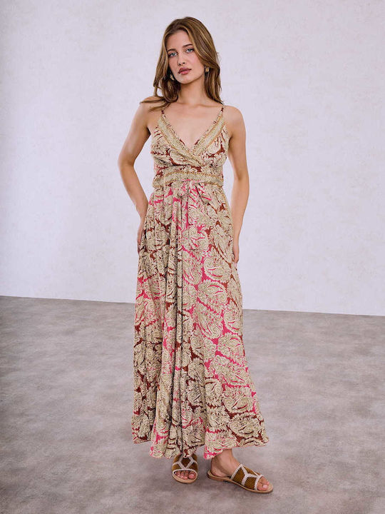Celestino Women's Maxi Paisley Dress Loose Fit Terracotta