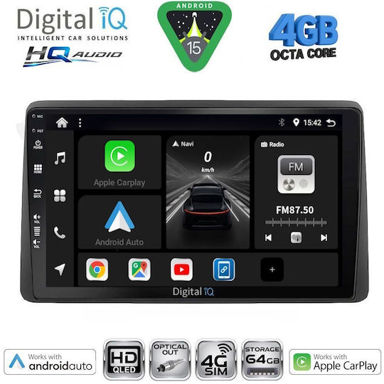 Digital IQ Ηχοσύστημα Αυτοκινήτου για Dacia Duster 2019 (Bluetooth/USB/WiFi/GPS/Apple-Carplay/Android-Auto) με Οθόνη Αφής 10"