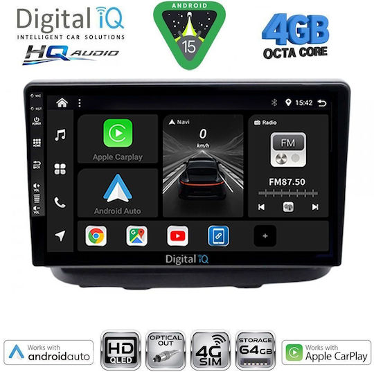 Digital IQ Car Audio System for Fiat Doblo 2002-2009 Bluetooth USB WiFi GPS Apple CarPlay Android Auto with 10" Touch Screen