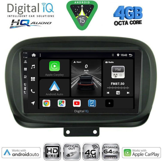 Digital IQ Ηχοσύστημα Αυτοκινήτου για Fiat 500X 2014 (Bluetooth/USB/WiFi/GPS/Apple-Carplay/Android-Auto) με Οθόνη Αφής 9"