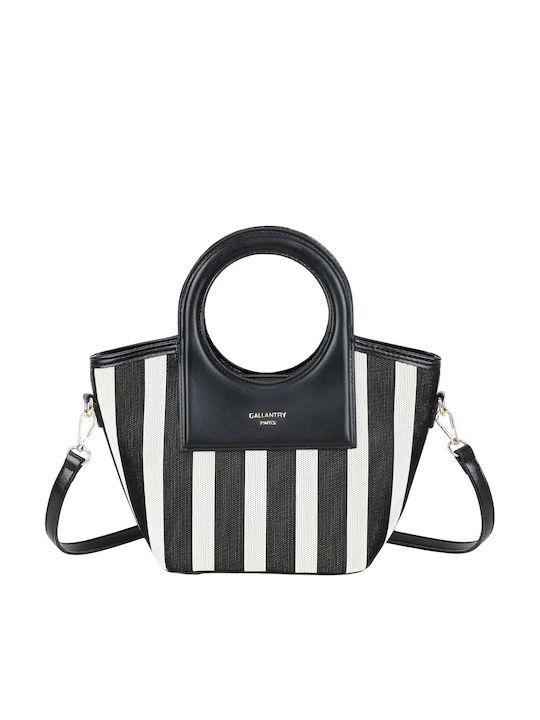 Gallantry Marbella Gestreifte Handtasche Damen Runde Griff Schultergurt Schwarz Weiß