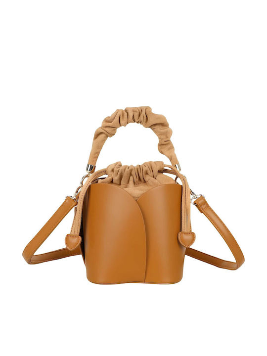 Gallantry Nuvia Collection Beuteltasche Damen Rüschen Griff Schultergurt Braune