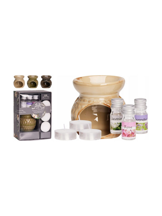 Ceramic Oil Burner Set 3 Essential Oil Scents 1 Tealight