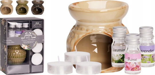 Ceramic Oil Burner Set 3 Essential Oil Scents 1 Tealight