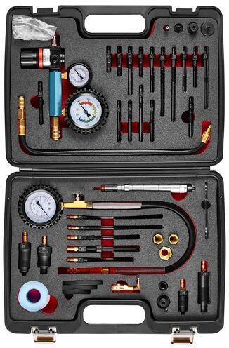 Engine Cylinder Compression Tester 0-700 Psi Gauge 4 X Adapters