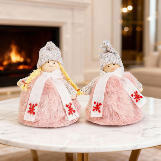 Păpușă Textilă de Decorațiune de Crăciun 13 Cm Figurină Decorativă 2 Modele Pentru Uz Interior