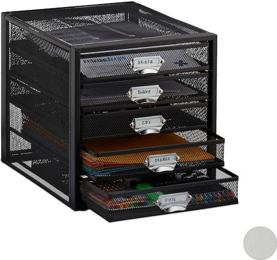 Relaxdays Office Document Organizer 5 Compartments A4 Size 29 X 27.5 X 35.5 Cm Steel Black