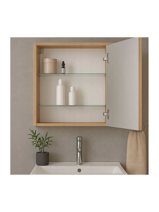 Deftrans Bathroom Mirror from Chipboard with Cabinet 60x60cm Brown