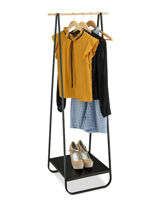 Relaxdays Floor Coat Rack Metal Black 141x56cm