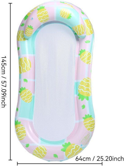Inflatable Water Floating Bed Lounger Pineapple Green