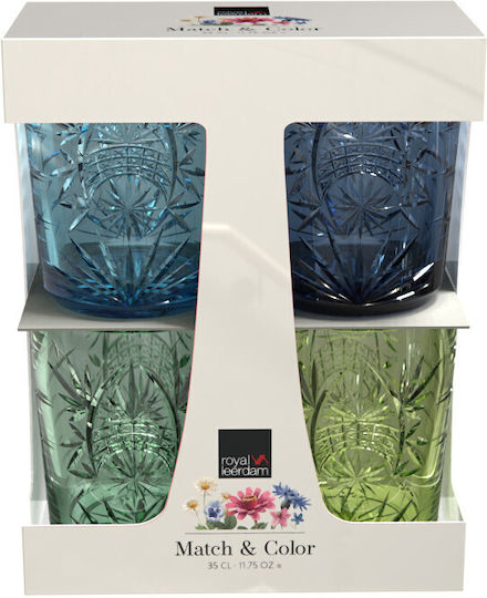 Royal Leerdam Starla Σετ Ποτήρια Νερού από Γυαλί Μπλε 350ml 1004511 4τμχ