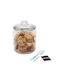 Set Borcane Pentru Biscuiți Cu Capac Relaxdays 26x18cm Transparent 4 Litri Etichete Perie De Curățare