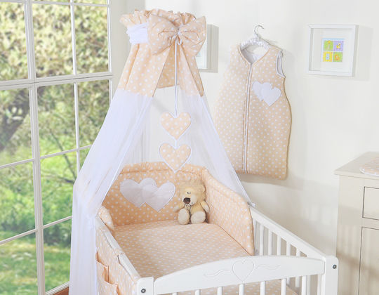 Bobono Set Pentru Patut Bej 5 Bucăți 5cz-120/tiul/inimi/551