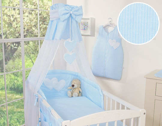 Bobono Σετ Κούνιας Hanging Hearts Blue Stripes 5τμχ