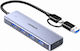Ugreen USB-Hub 4 Anschlüsse USB 3.0 mit USB-A Anschluss Silber