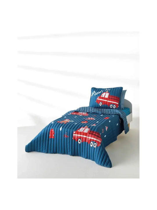 Kentia Set Cuvertură Pentru Copii Single Cu Față De Pernă Sparky Albastru-petrol-roșu 160x220cm