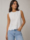 Bluza Damă Bumbac Fără Mâneci Ecru