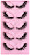 Pairs Set Pink Fox Full-length Fox-eye False Lashes Cat-eye Voluminous Curly Realistic Lashes Fox-style Kz04