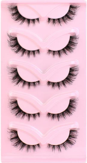 5 Ζευγάρια Σετ Pink Fox Full-length Fox-eye Ψεύτικες Βλεφαρίδες Cat-eye Ογκώδεις Σγουρές Ρεαλιστικές Βλεφαρίδες Fox-style Ky01