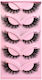 5 Pairs Set Pink Fox Full-length Fox-eye False Lashes Cat-eye Voluminous Curly Realistic Lashes Style Fox Xf03