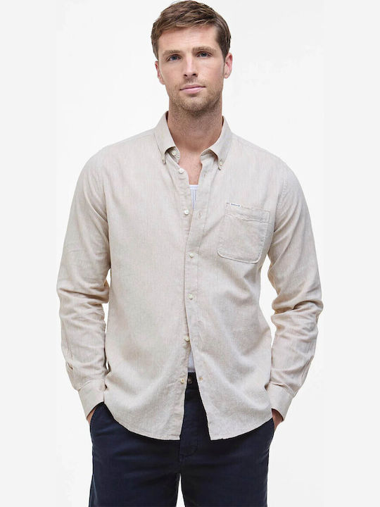 Barbour Nelson Kurzärmeliges Leinenhemd Mist