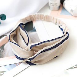 Twisted Headband Hair In Fabric Vintage Striped Veil Beige