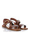 Leder Flache Sandalen für Damen Braun