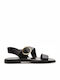Leather Women's Flat Sandals Black
