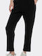 Women's Fabric Capri Trousers in Carrot Fit Black