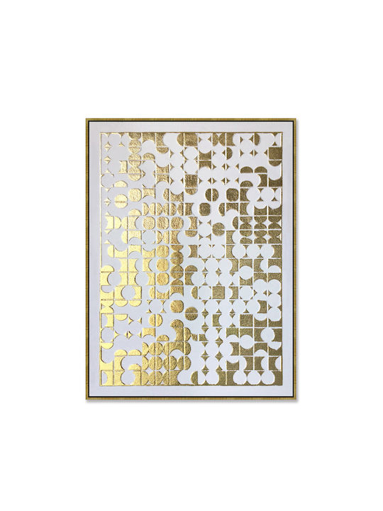 Gold Heaven Πινακας Διακοσμησης 90x120x4cm Oil Acrylic Χρυσο Λευκο Καμβας Χρυσο