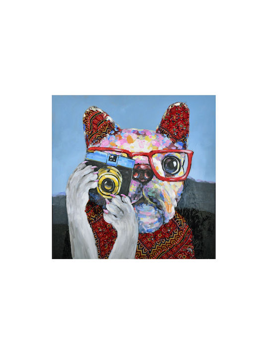 Imba Dog Decorative Painting 100x100x3cm Canvas Multicolor Wood C542937