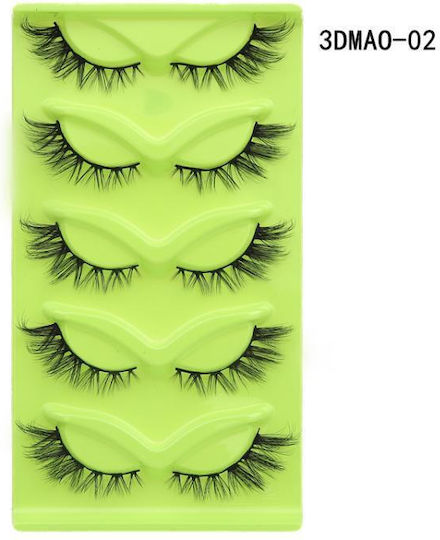 5 Pairs Set Green Fox Eye Type Voluminous Realistic Fox Eye Shape False Lashes Specifications 3dmao-02
