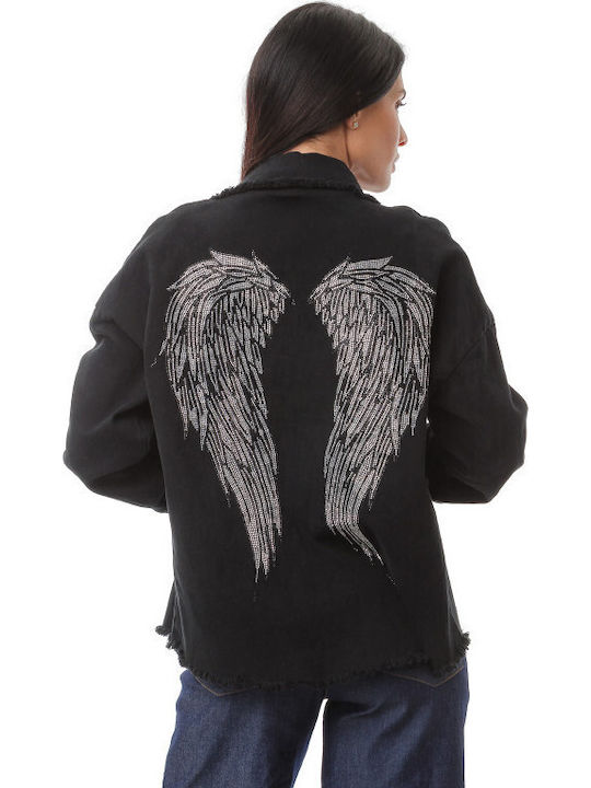 Silia D Damen Jean Jacken Schwarz Jkt-25-2557-(...
