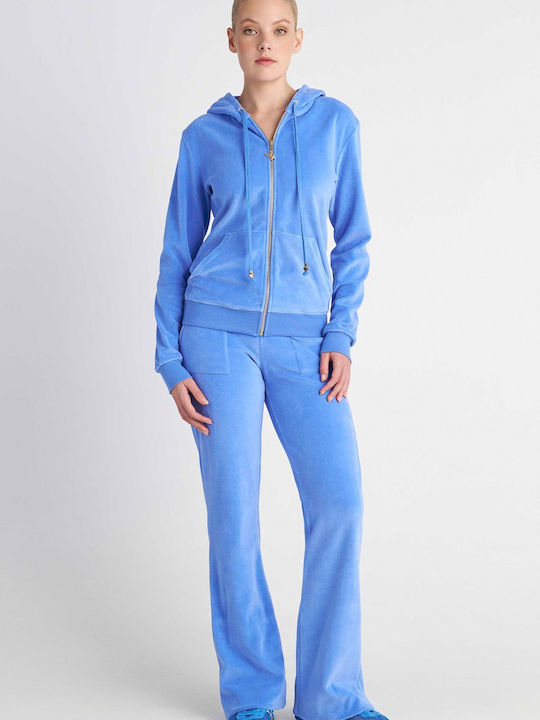 SugarFree Flared Velvet Sweatpants Blue