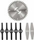 Siks Replacement Accessory Set Electric Battery-powered Brush Cutter 1 Disc 5 Plastic Blades 2 Steel Blades Silver