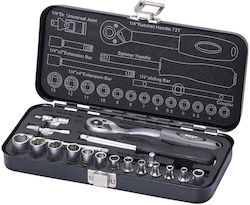 Valkenpower Ratschen- und Steckschlüssel-Set 1/4" 20 Stück Valkenpower Ratschen- und Steckschlüssel-Set 1/4" 20 Stück