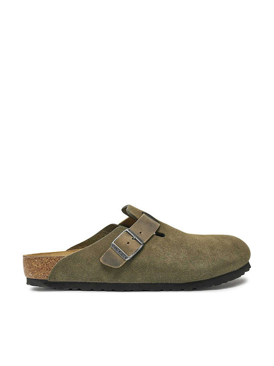 Birkenstock Boston Men's Leather Clogs Green