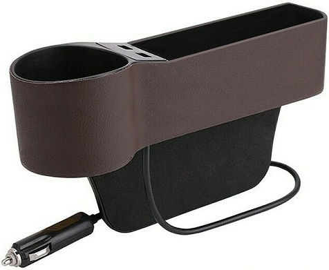 Car Console Organizer Case 2 Usb & Cup Holder
