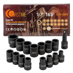 Set 1/2" Impact Sockets 8-27mm Hexagonal