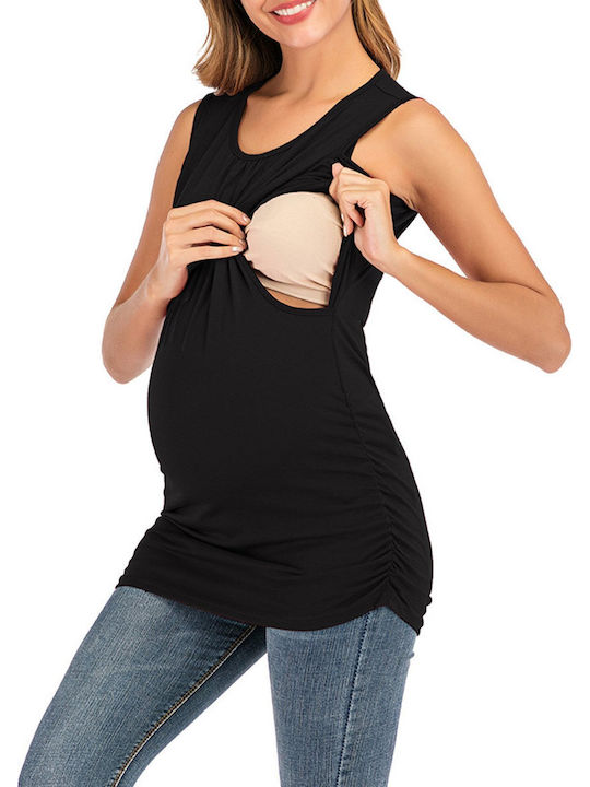 Sleeveless Maternity Nursing Top Black