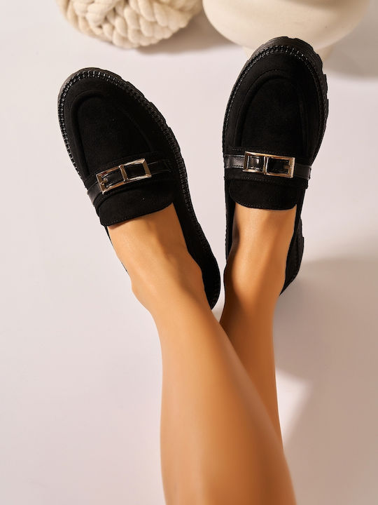 Mocasini Dama Din Piele În Culoare Neagră T660