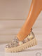 Leder Damen Mokassins in Gold Farbe