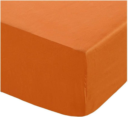 Hit Σεντόνι Ημίδιπλο με Λάστιχο 120x200εκ. Orange