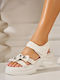 Leather Women's Flat Sandals White