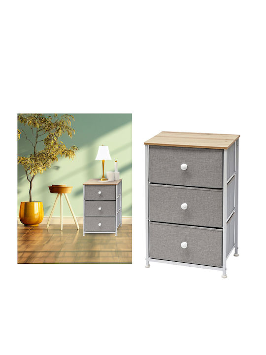 Storage Drawers from Metal & Fabric with 3 Drawers L45xW30xH73cm